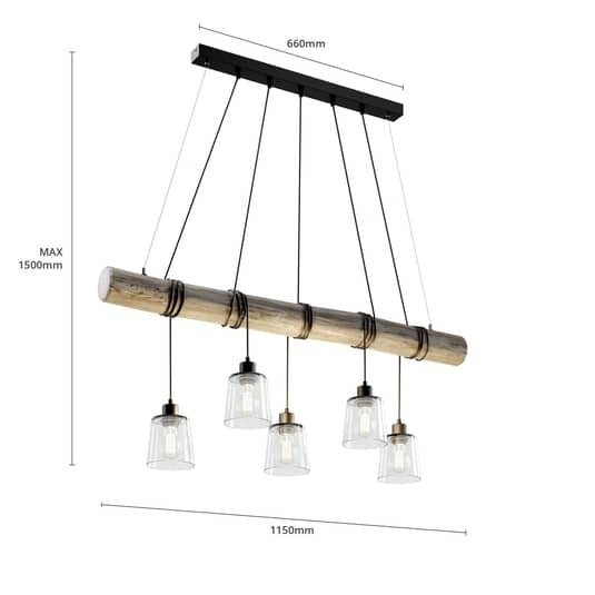 Euluna Hängeleuchte Hängeleuchte Lampe Leuchte Karrl fünfflammig rauchgrau/g8 - 5905840217180