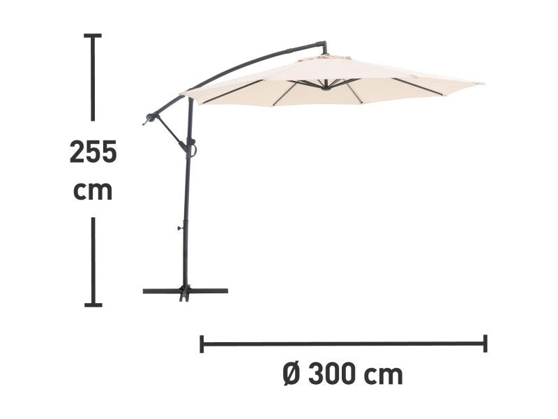 Ampelschirm Alvarado Gartenmöbel Sonnenschirm beige Ø300cm mit Kurbelmechanismus - 4007876500173