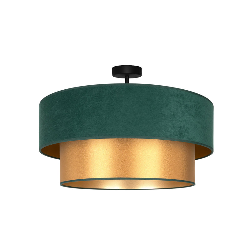 Deckenlampe Dorina LED Lampe Leuchte grün gold Ø60cm E27 Textil Metall 23cm - 0000010059330