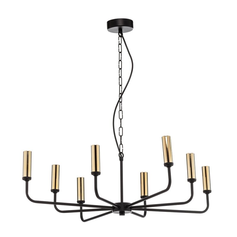 Ampli Kronleuchter Leuchte schwarz gold 8-flammig Deckenleuchte Hängeleuchte E14 - 5905563001288