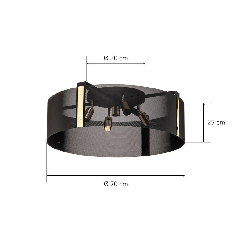 Euluna Deckenleuchte Lampe Etro Beleuchtung schwarz gold Stahl Ø 70 cm E27 LED - 4255830900037