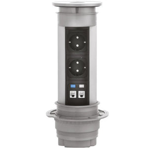 B-Ware Kopp Einbau-Steckdosenleiste versenkbar 2fach Aluminium Schutzkontakt 3400W IP20