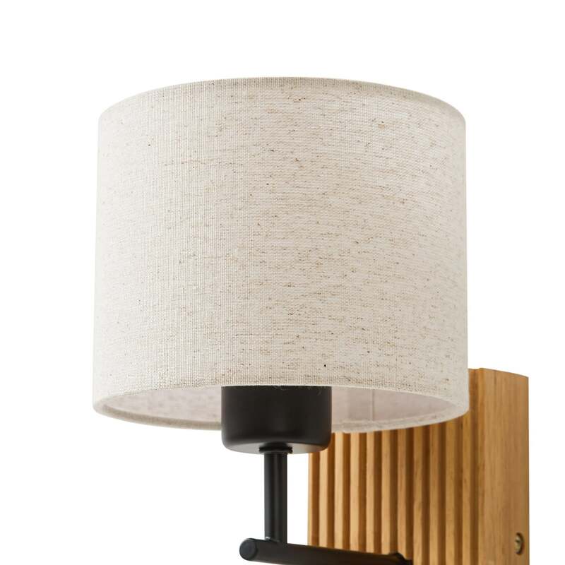 Lucande Wandleuchte Wandlampe Lieske Leselicht Textil Holz beige 39 cm - 4255830901249