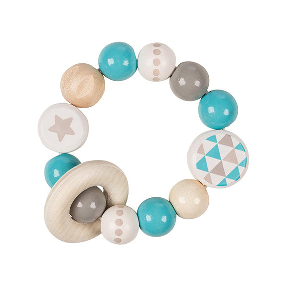 Goki Greifling Babyspielzeug Elastik Stern türkis Holz Greifspielzeug 74 STÜCK - 4011534056261