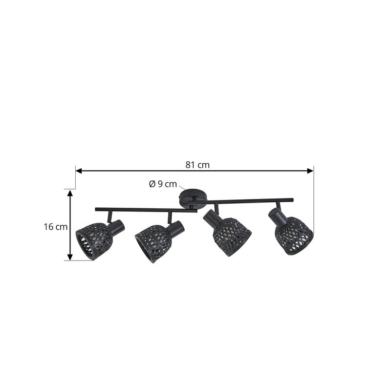 Lindby Deckenleuchte Lampe Eskil Schwarz Bambus 4-flammig E14 LED Leuchte Licht - 4251911794502