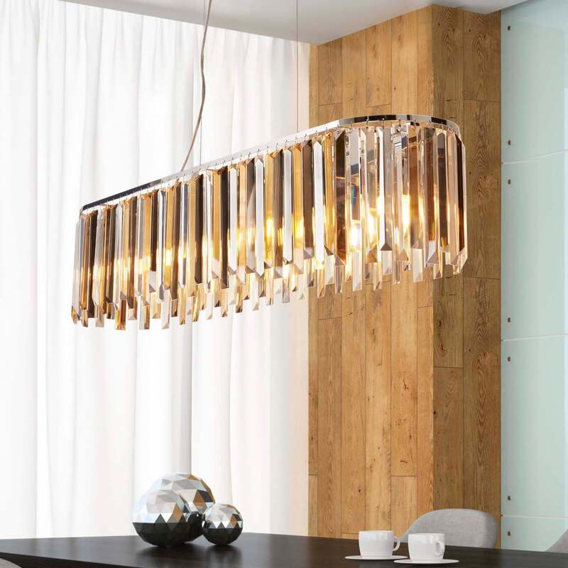 Searchlight Hängelampe Pendelleuchte Clarissa LED Lampe dimmbar chrom 100cm - 5053423119328