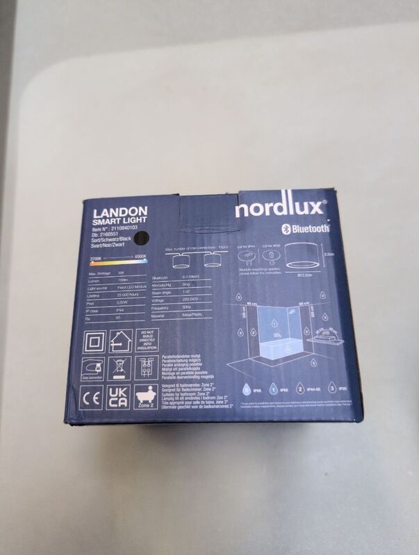 Nordlux LED Deckenspot Landon Smart dimmbar schwarz 8,2cm Höhe 650 Lumen IP44 - 5704924007460