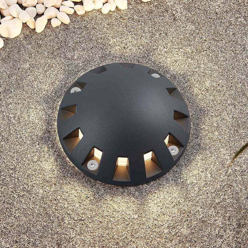 Lindby LED-Bodenstrahler Emiro Gartenleuchte Außenleuchte dunkelgrau IP67 15cm - 4251911706000