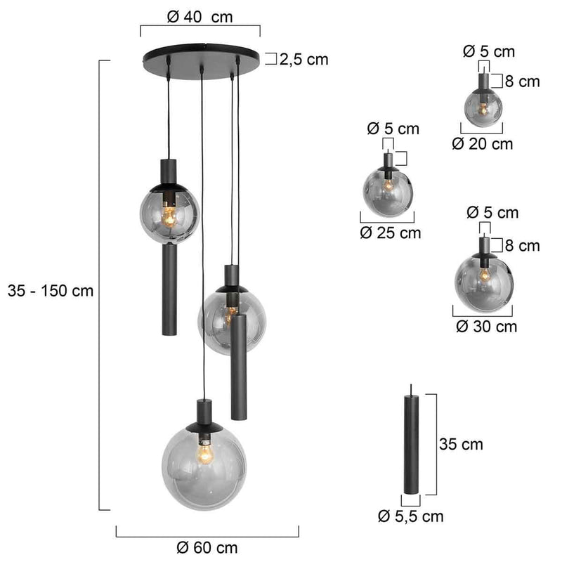 Steinhauer Hängeleuchte Bollique LED Pendelleuchte dimmbar schwarz 5-flammig - 8712746172997