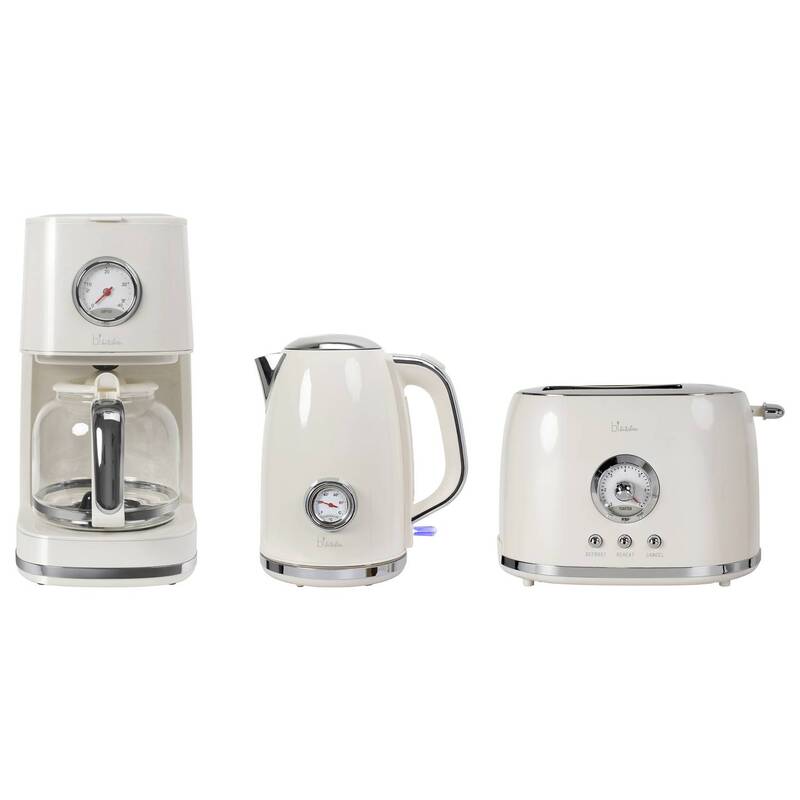 BiKitchen Wasserkocher Edelstahl 1,7l Teekocher cremeweiß glänzend 2200W Kocher - 9004489419149