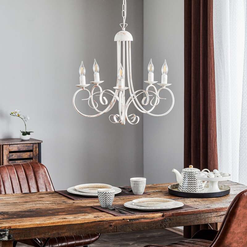 Euluna Kronleuchter Pompei Hängelampe LED Pendelleuchte dimmbar weiß antik 60cm - 8030626532663