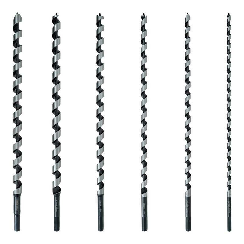 STIER Schlangenbohrer Bohrer Set 6-teilig Federstahl 10-20mm 385mm Holzbox 460mm - 4251709622291