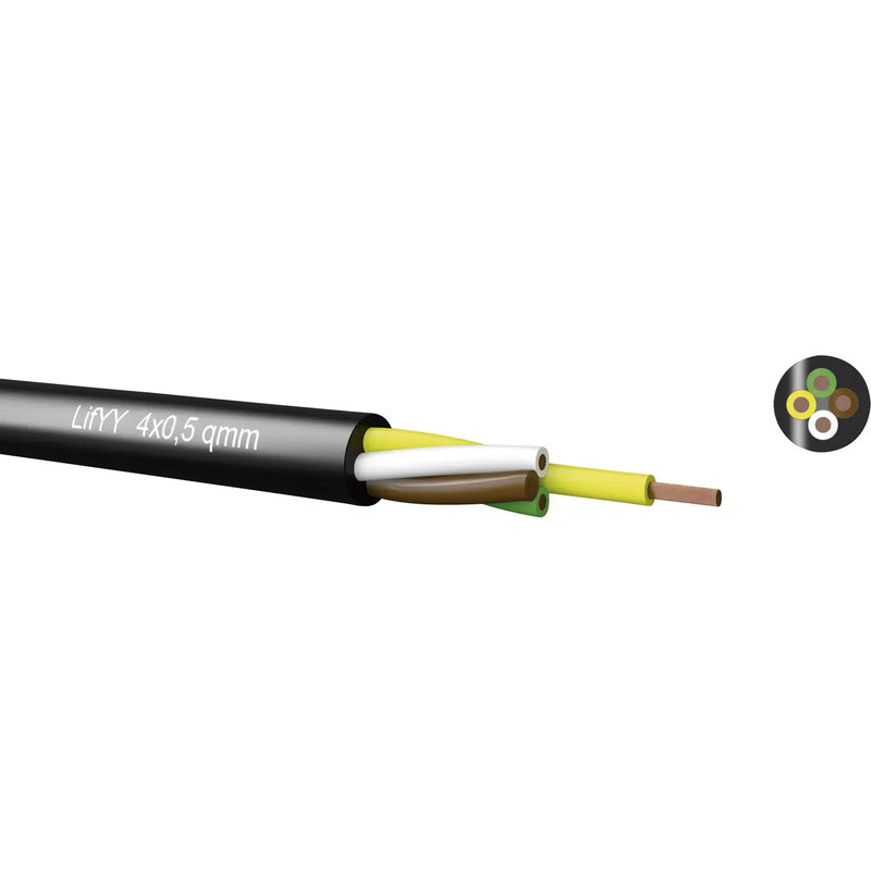 Kabeltronik Steuerleitung LifYY 2x0.5mm² Schwarz 100m ungeschirmt flexibel Kabel - 2050002912212