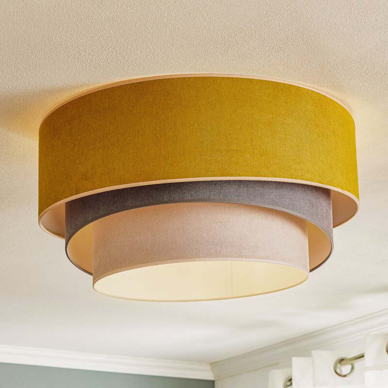 Euluna Deckenlampe Pastell Trio Deko-Deckenlampe E27 Ø 60cm senf grau hellg391 - 5903689184113