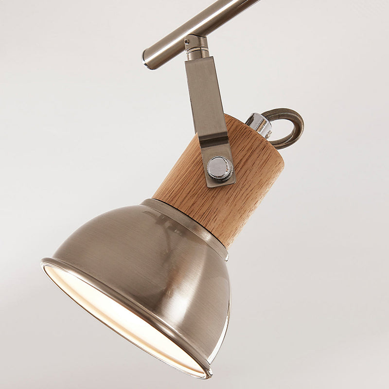 Lindby Deckenleuchte Dennis LED Lampe Leuchte dimmbar nickel holz 53x15cm - 4251096546156