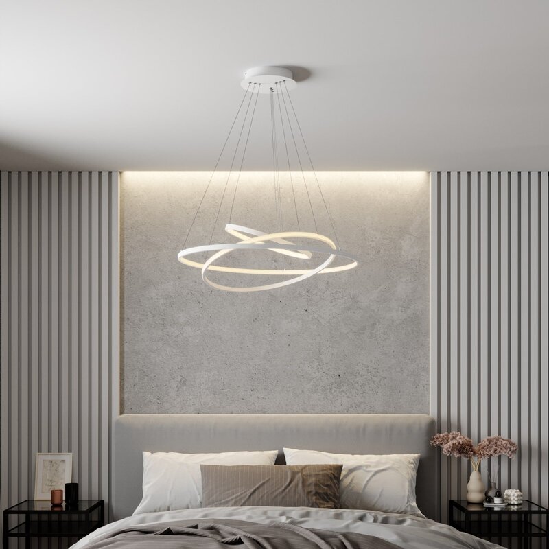 Lucande Pendelleuchte Pendellampe LED Ezana weiß Metall Inneneinrichtung dimmbar - 4251096556841