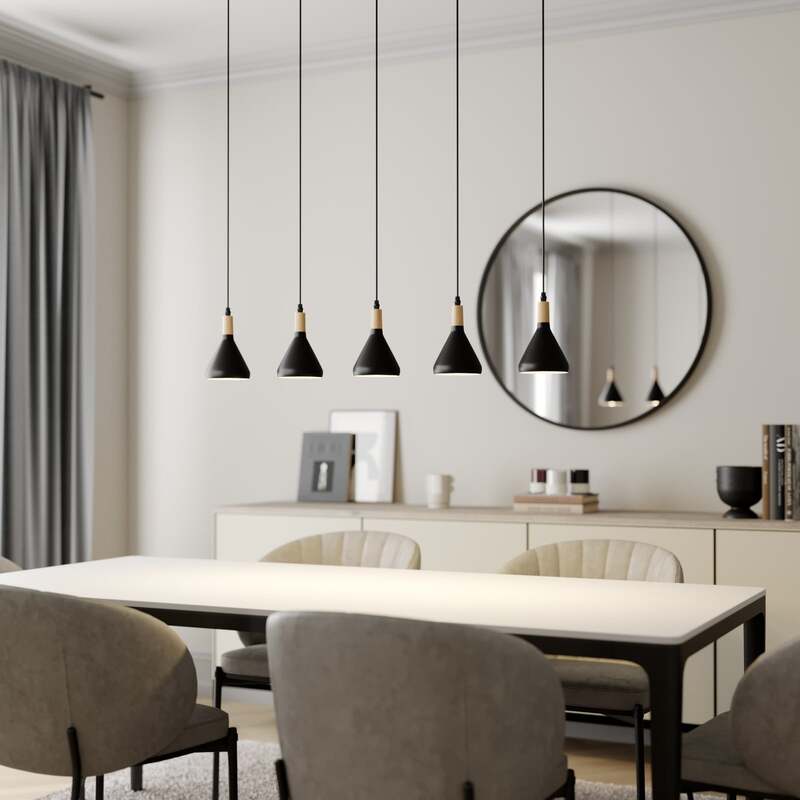 Lindby LED-Pendelleuchte Arina Hängeleuchte Deckenlampe Lampe Schwarz 5-flammig - 4251096547030