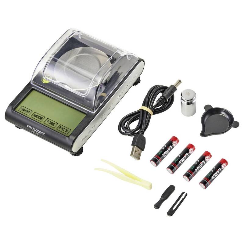 Voltcraft Präzisionswaage PS-50 50g 0.001g Edelstahl kalibrierbar USB schwarz kg - 4064161187877