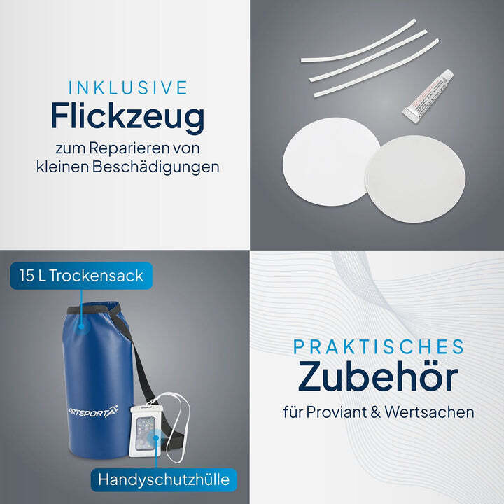 Schlauchboot Paddelboot 3,22 m aufblasbar für 4 Personen Luftpumpe Paddel Set - 4260565525912