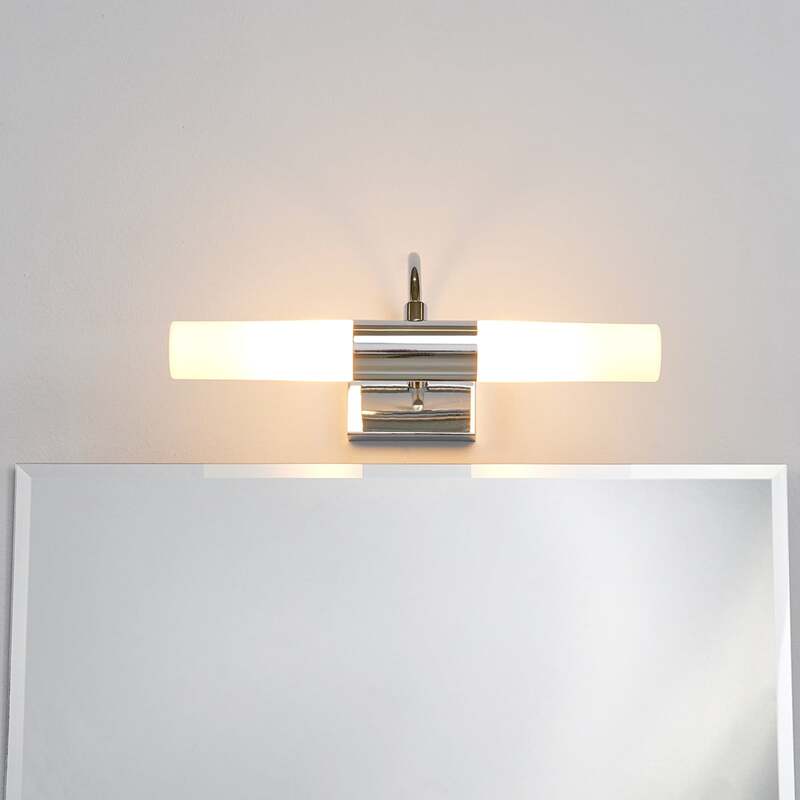 Lindby Spiegelleuchte Wandleuchte Devran LED Lampe dimmbar chrom 36x13,5cm IP44 - 6291106550450