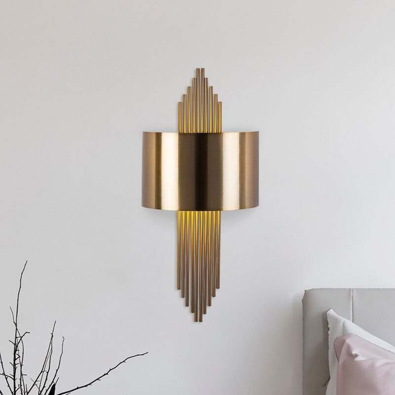 Wandleuchte 619-A gold patiniert dimmbar Wandlampe Metall Höhe 75cm Leuchte - 8681875584608