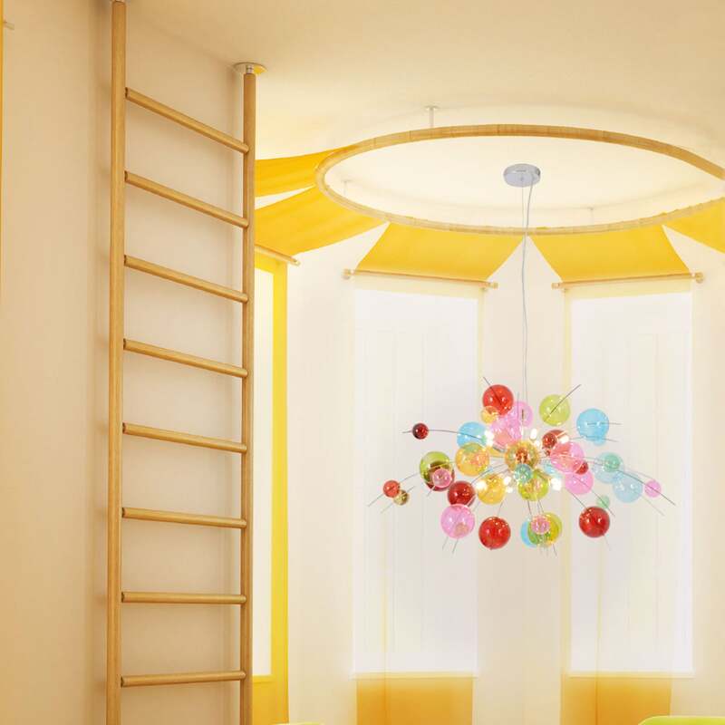 Näve Aurinia Bunte Hängeleuchte 98 cm dimmbar G9 10x20W Glas Metall chrom - 4003222789391