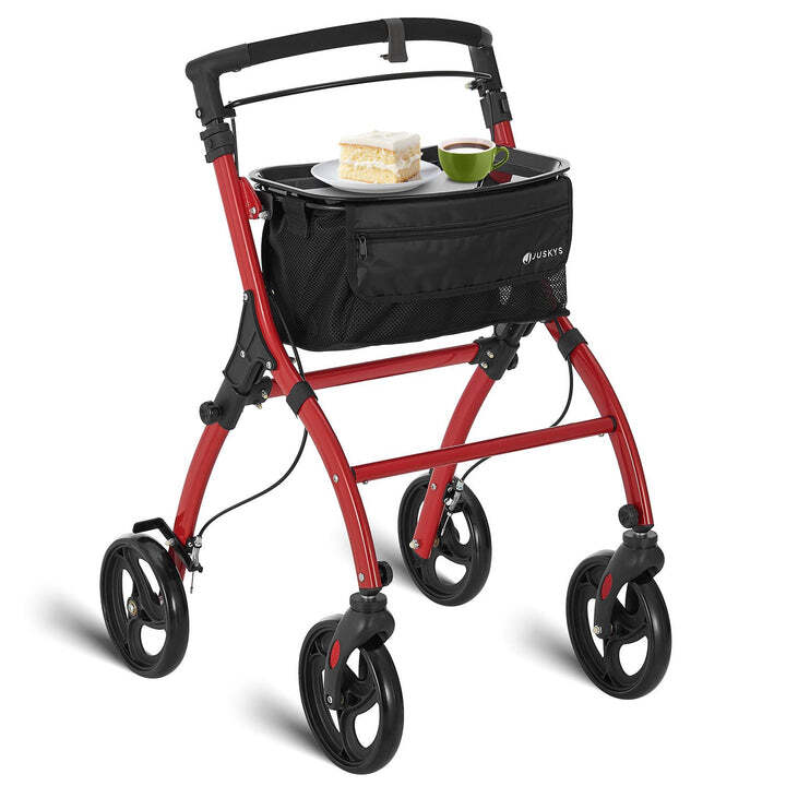 Rollator Aluminium Indoor Rollator Aktiv klappbar rot 110kg max. Belastbarkeit - 4262437182933