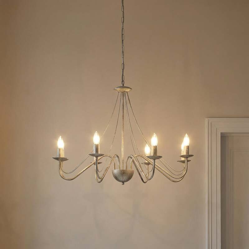 Kronleuchter Malbo Hängelampe Licht 8-flammig LED dimmbar weißgold Metall Ø77cm - 5902349238012