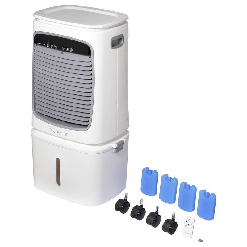Sygonix Luftkühler 80W Klimagerät Ventilator mit Fernbedienung Timer Weiß Kühler - 4064161489520