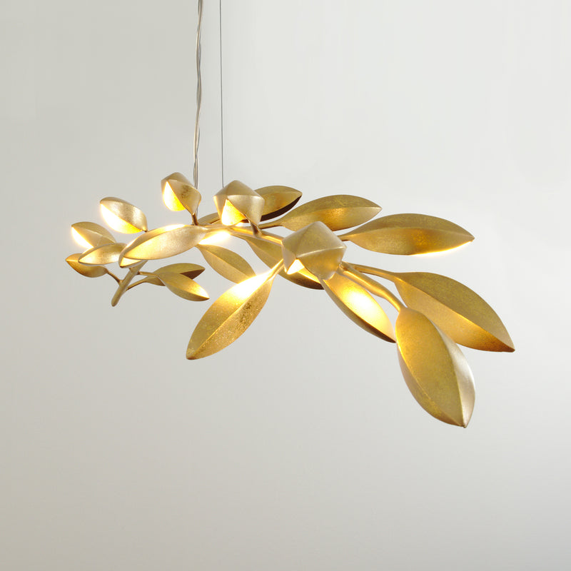 Holländer Hängeleuchte Riso 11-flammig LED Pendelleuchte dimmbar gold 130x30cm - 4250151345642