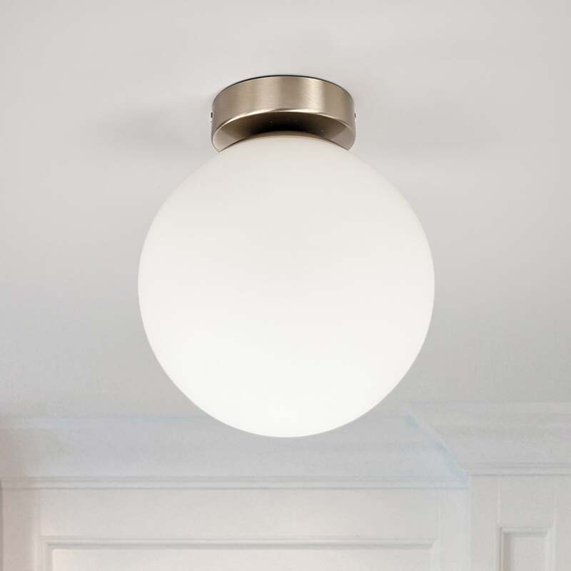 Lindby Deckenleuchte Lennie LED Lampe dimmbar IP44 Ø20cm weiß nickel matt 22,5cm - 4251096523126