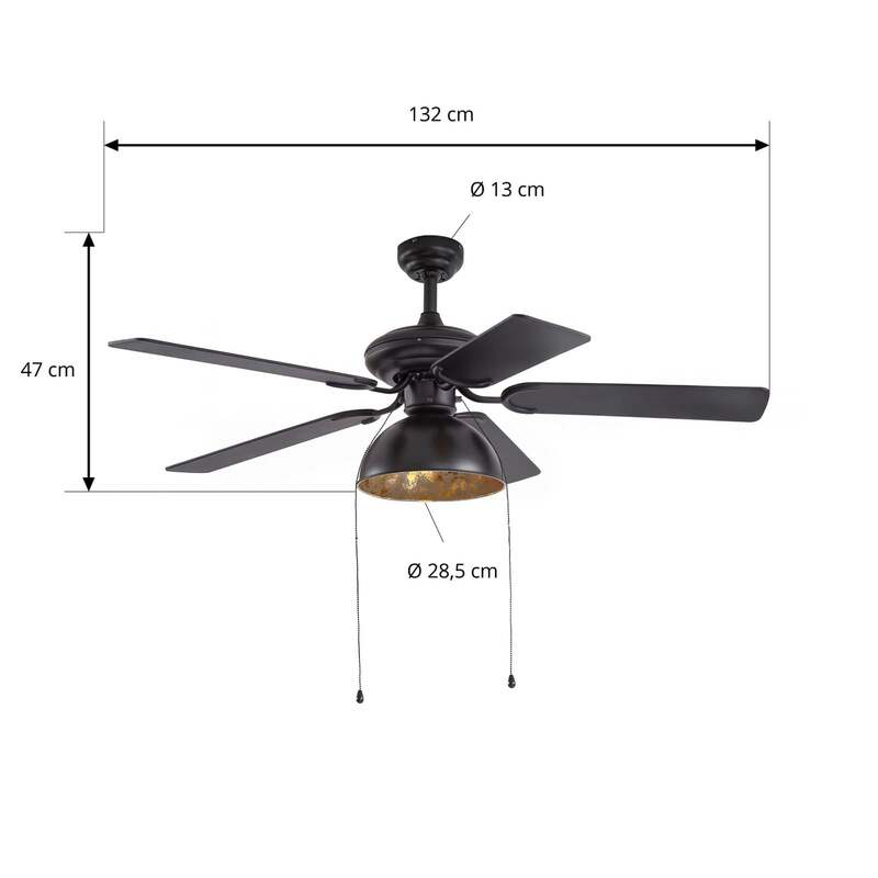 Lucande Deckenventilator Shamoian schwarz-gold leise Ø132cm für Räume bis 25m² - 4251911744736