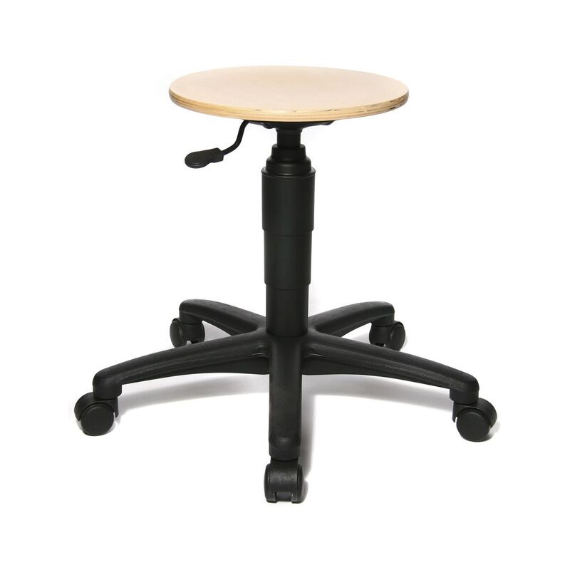 TOPSTAR Drehhocker TEC 60 Holz Sitzhocker Werkstatt Hocker Buche schwarz - 4014296129945