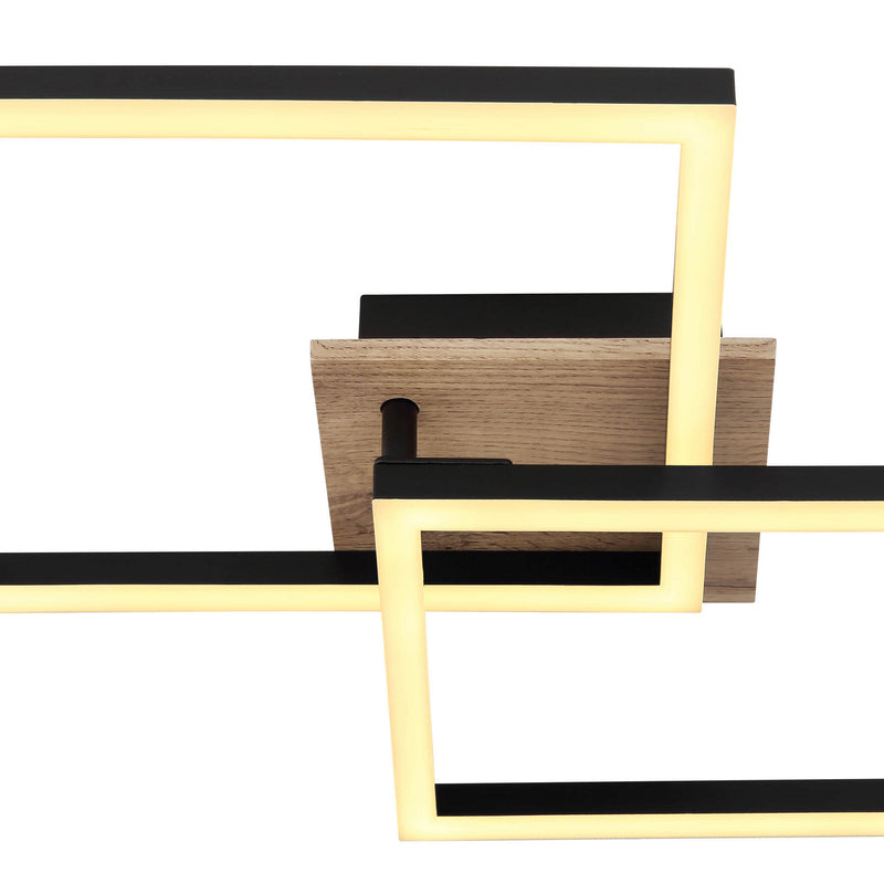 Globo Deckenlampe Bossy LED Lampe Leuchte schwarz Holz 53cm 2050 Lumen warmweiß - 9007371435104