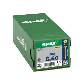 SPAX Universalschrauben Holzschrauben Schrauben 5x60 YELLOX gelb 500 Stück - 4003530005190