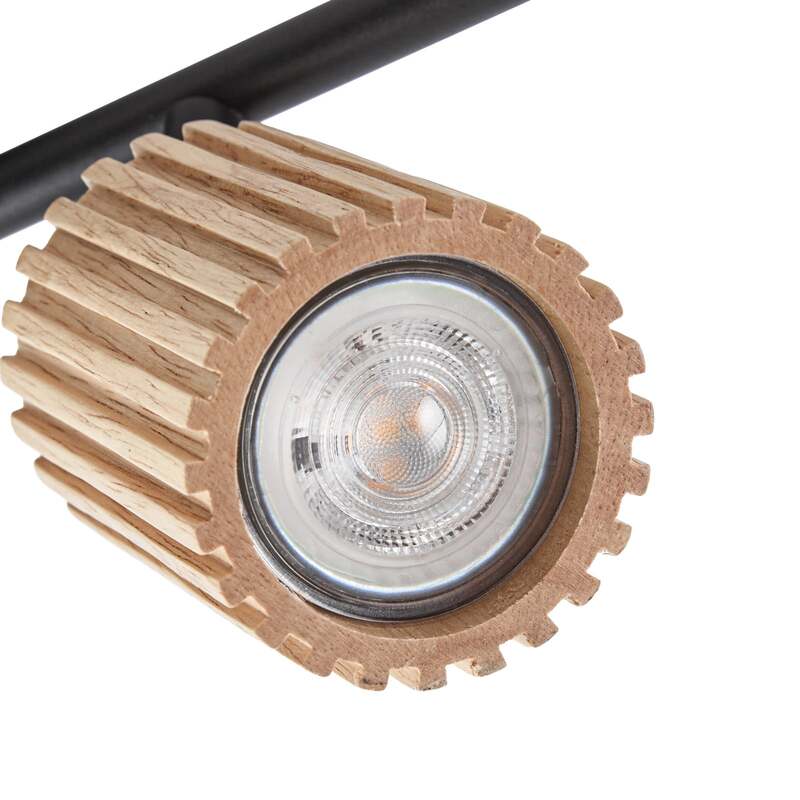 Lindby Deckenstrahler Stralino 6-flammig LED Deckenlampe dimmbar Holz schwarz - 0000010051099