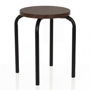 B-Ware Taboret Möbel schwarz nussbaum 46cm Höhe Sitzhocker Holzstuhl Beistelltisch
