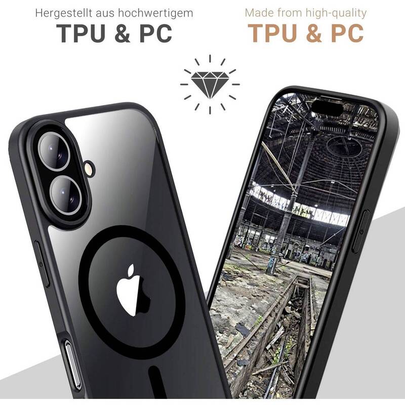 JT Berlin Backcover Hülle Case Apple iPhone 16 Plus Schwarz Transparent MagSafe - 4262386610990