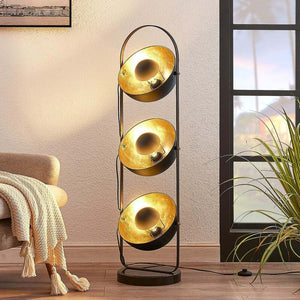 B-Ware Lindby Stehleuchte Muriel 3-flg schwarz-gold Lampe Leuchte Metall 120cm hoch