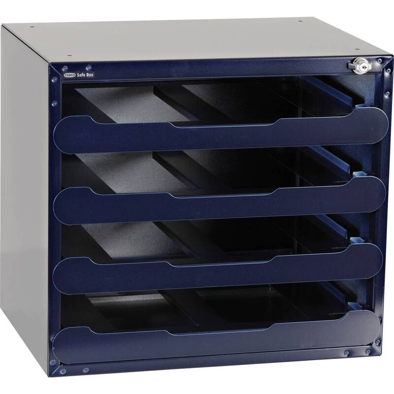 raaco Schubladenschrank Aufbewahrung SafeBox 55 Tresor blau leer CarryLite 4fach - 5733439139328