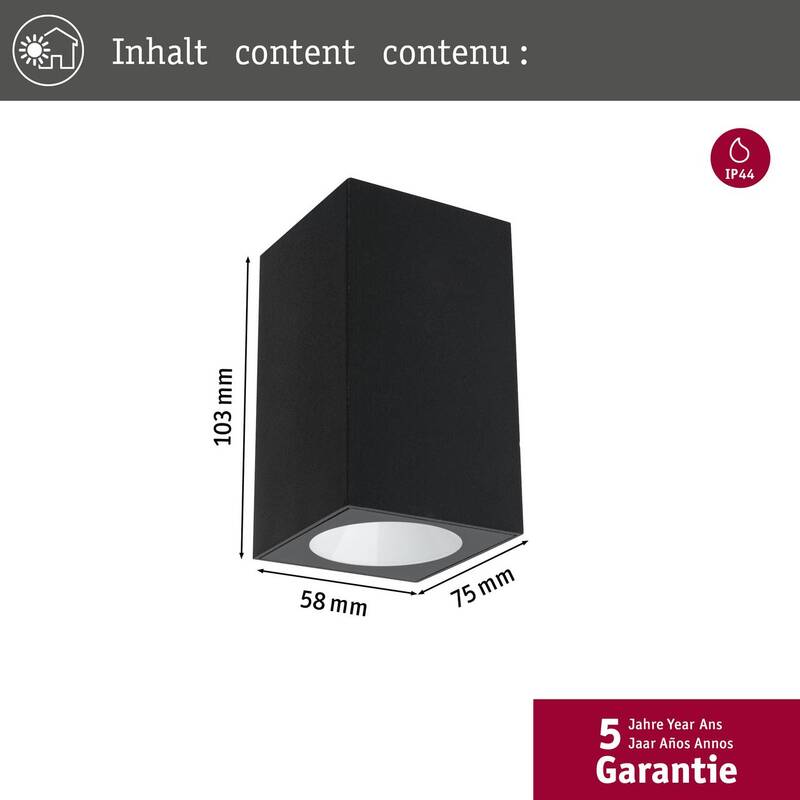 Paulmann Flame AußenWandleuchte Gartenleuchte Terrassenlampe 1fl 10,3cm anthrazi - 4000870943274