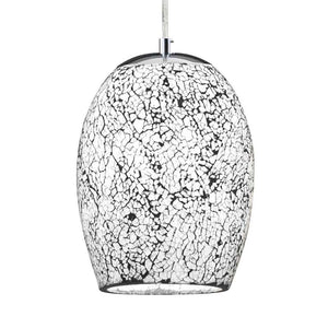 B-Ware Searchlight Hängeleuchte Pendelleuchte Crackle Glas Chrom Weiß Mosaik