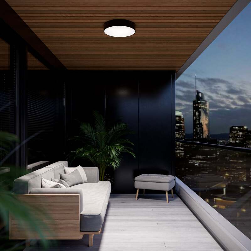 Deckenleuchte Cleo Ø 50 cm IP54 schwarz Metall E27 dimmbar 4x24W LED - 5907623601001