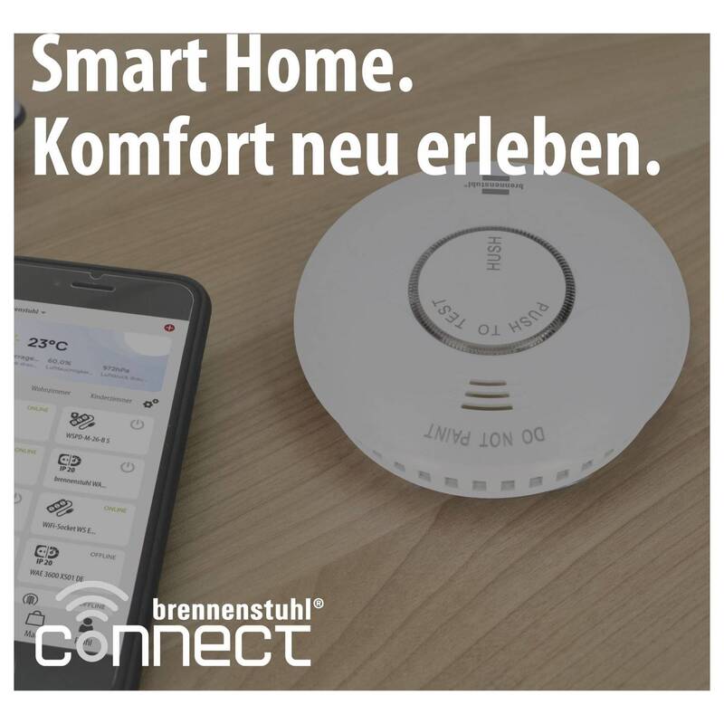 Brennenstuhl Rauchwarnmelder batteriebetrieben App-Steuerung 85dB Ø120mm - 4007123688951
