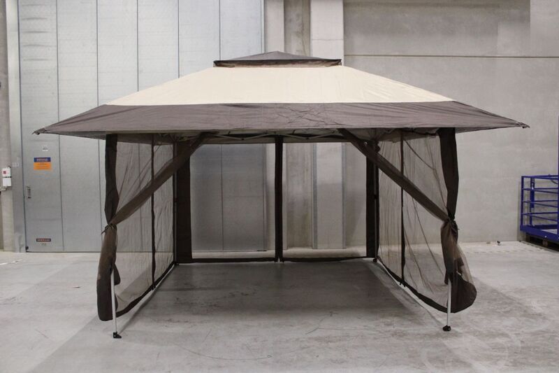 CROWN SHADES Pop-up Pavillon 3,3m x 3,3m UV-Schutz Strand Zelt Beige-Kaffee 4 - 6972228216942
