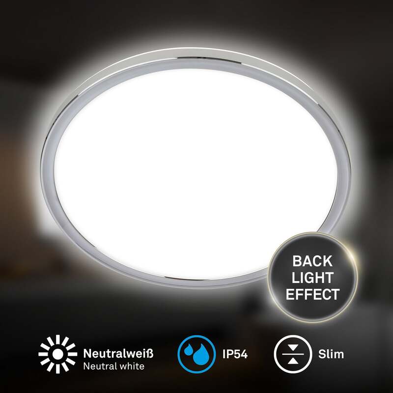 Briloner Deckenlampe LED Pulap chromfarben/weiß Lampe Leuchte Ø42cm IP54 - 4002707483854