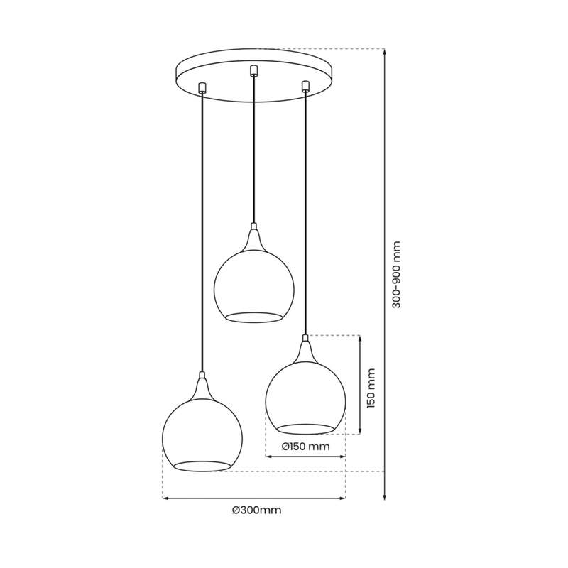 Hängeleuchte Monte 3-flammig silber E27 60W variabel 30-90 cm Milagro - 5902693783237
