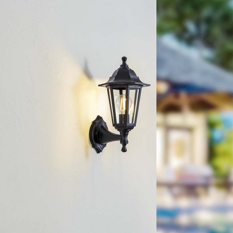 Lindby Außenwandleuchte Nane in Laternenform Wandleuchte Wandleuchte schwarz - 4251096561333