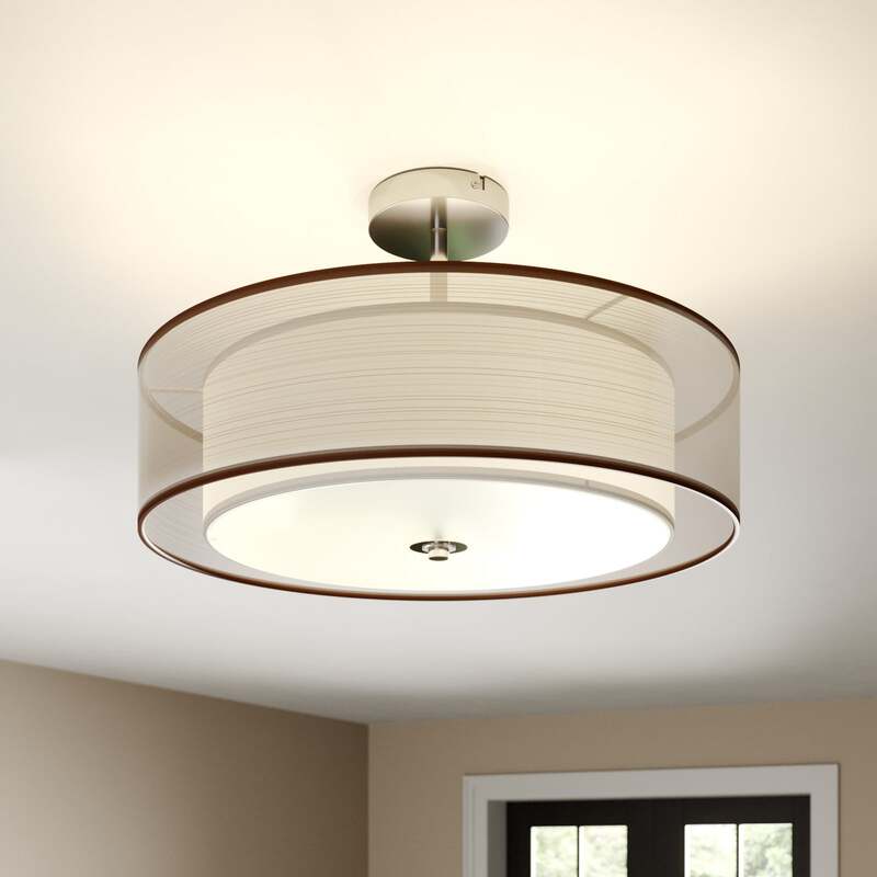 Lindby Deckenleuchte Pikka LED Lampe Leuchte dimmbar braun Ø50cm chrom 80W - 6291106558562