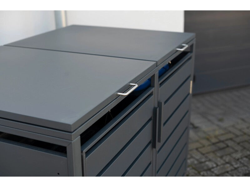 Westmann Mülltonnenbox Kubus 2x 240l Abdeckung Gartenbox Stahl anthrazit - 4260280775838